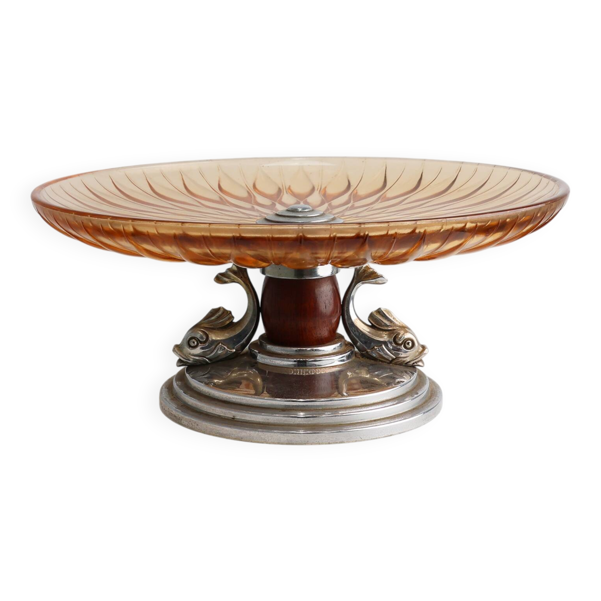 Art Deco Glass and Metal Fruit Bowl, France, circa 1940