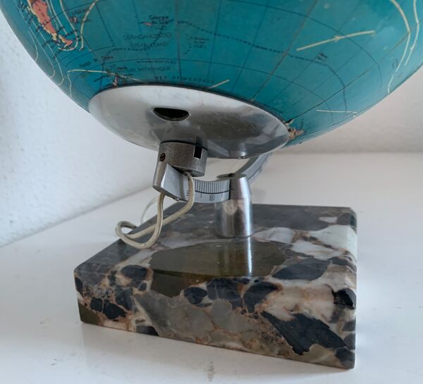 Globe vintage 1976 terrestre Taride verre marbre mappemonde - 30 cm