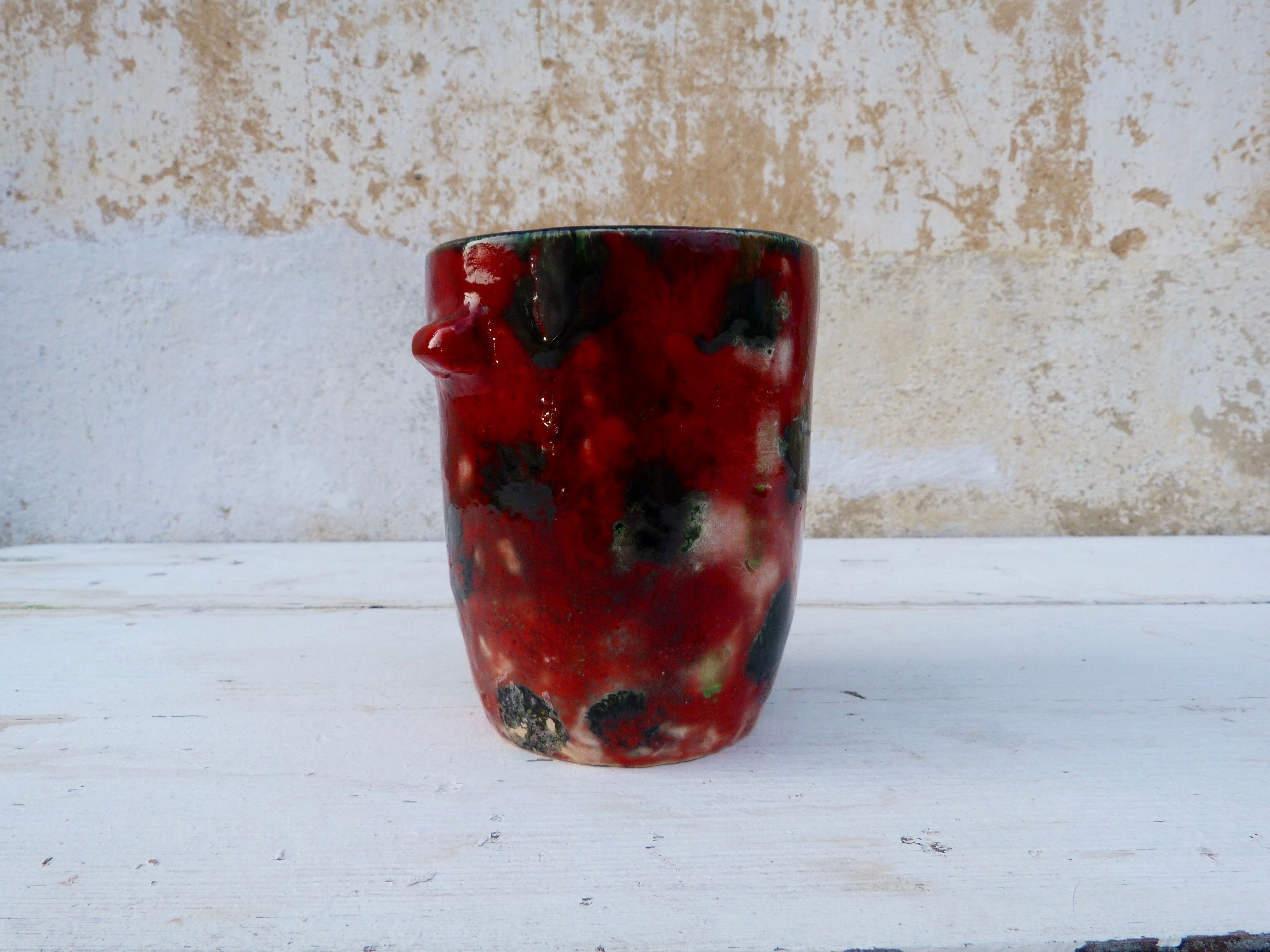 Pot ceramic enamelled spotted drips