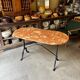 Oblong bistro table in Caunes stone and black cast iron, 120 x 60 cm