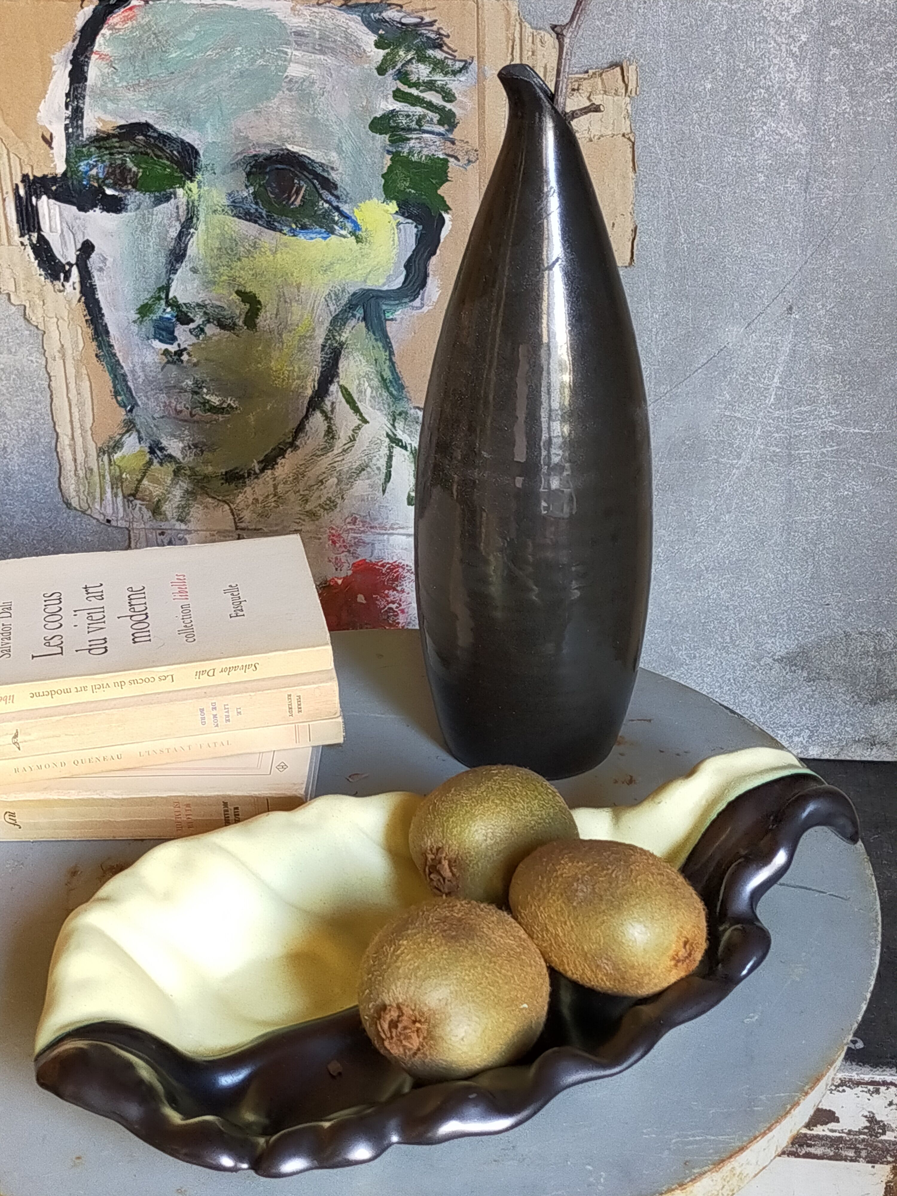 Cut empty-pockets ceramic two-tone atelier cerenne in vallauris 50s