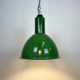 Industrial Soviet Green Enamel Pendant Lamp, 1960s