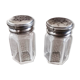 Pair of small crystal and silver metal salt shakers art deco period