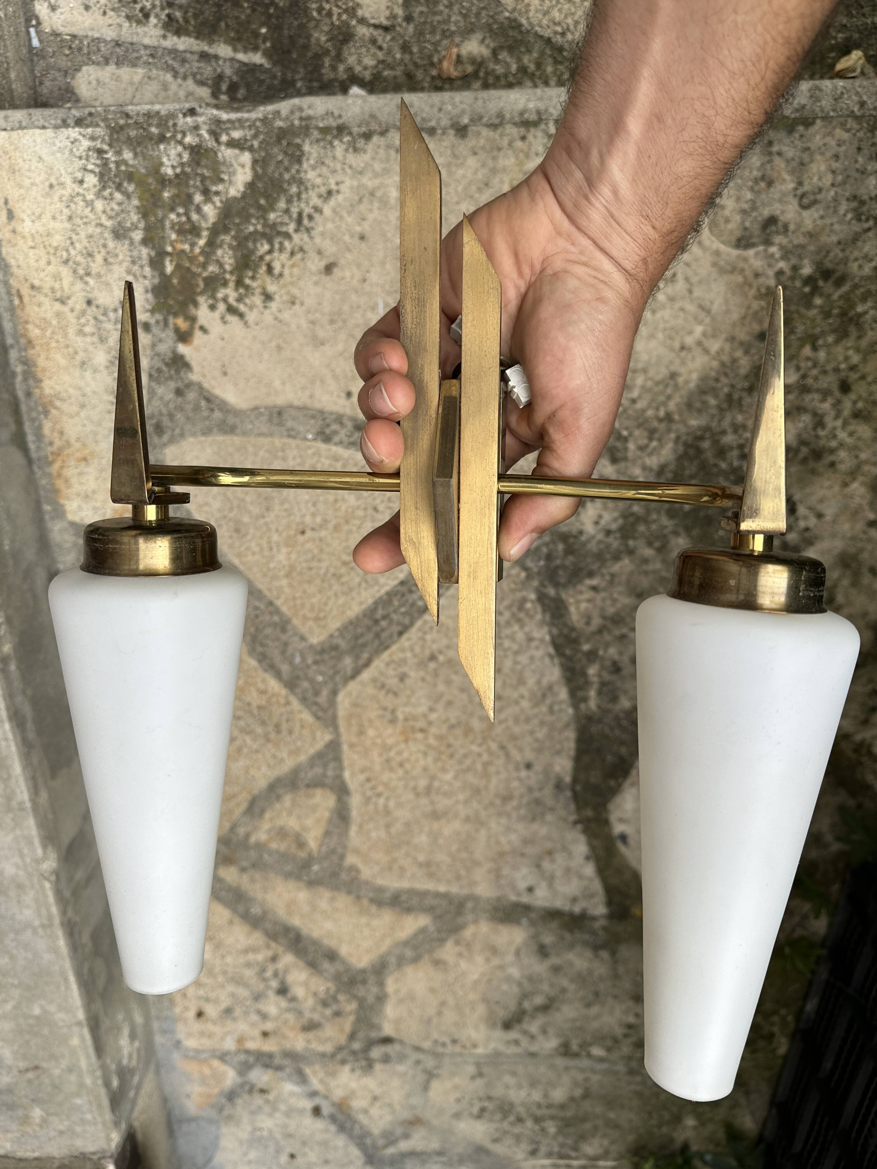 Vintage design solid brass wall light from the 60s