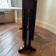 Drop-leaf table in solid mahogany — Restoration style, double column c