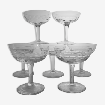 Set de 7 coupes à champagne en verre soufflé