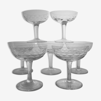Set of 7 blown glass champagne glasses