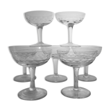 Set of 7 blown glass champagne glasses