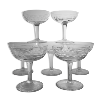 Set de 7 coupes à champagne en verre soufflé