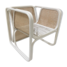 Fauteuil en rotin laqué blanc et cannage naturel