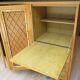 Armoire secrétaire enfant Années 60 bois et rotin pieds compas