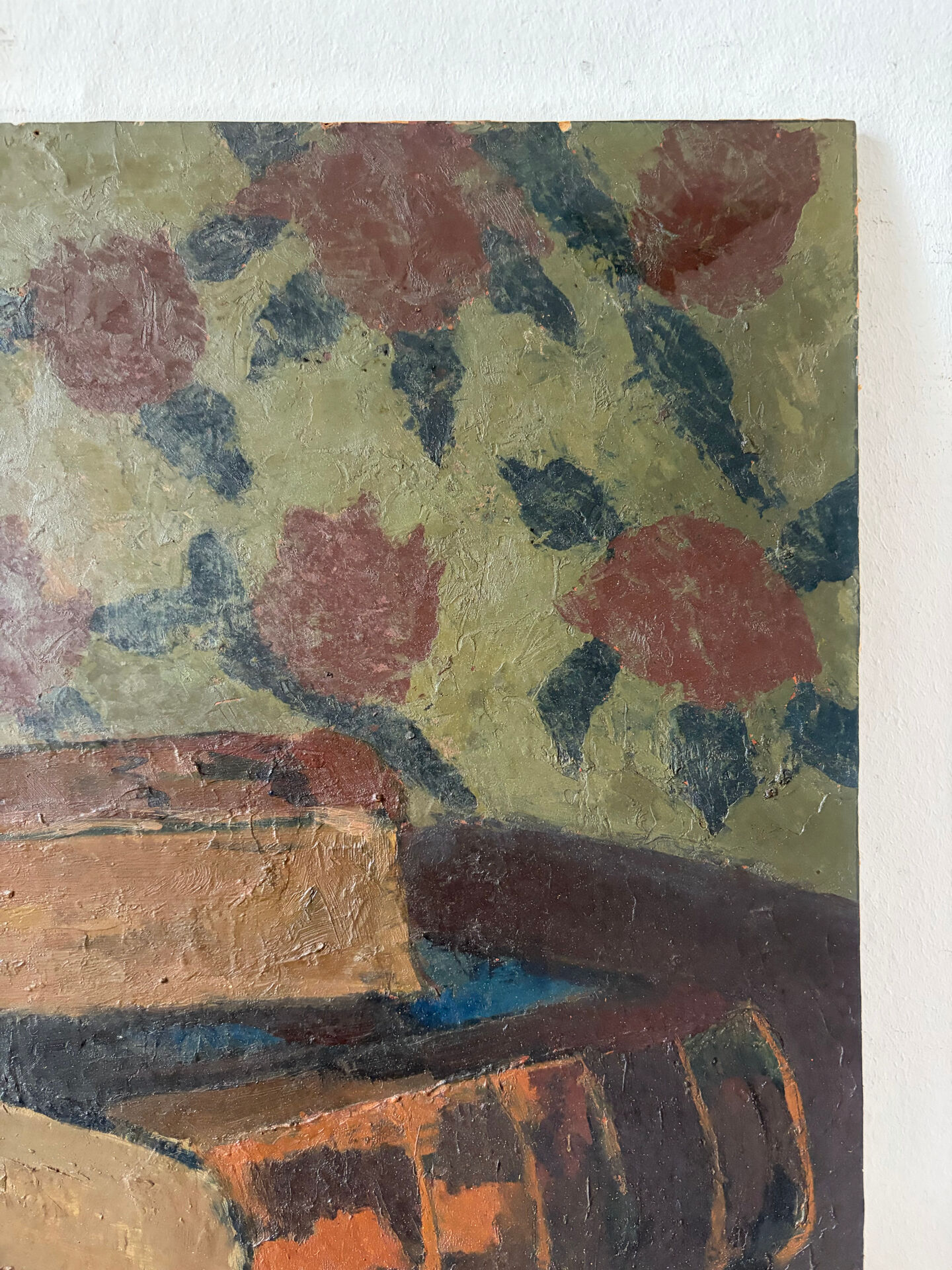 Still life, painter's table, oil on panel