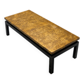 Table basse moderniste avec plateau patiné doré, 120x52,5x36 cm, milieu 20e siècle