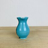 Two-tone ceramic vase from the 50s, blue and black, vintage