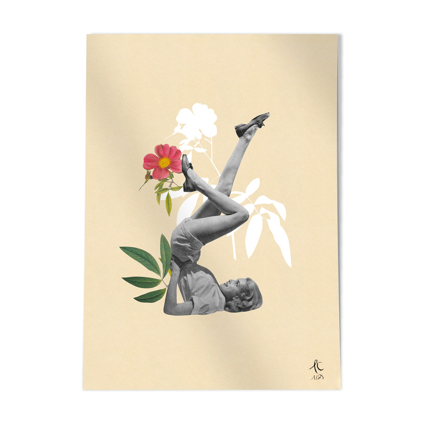 Print Collage. Flower Candle