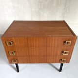 Commode en acajou et métal, France 1960