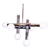 Chrome and Opaline chandelier, Sciolari 1970