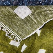 Handmade green pure wool rug, size 150 x 250 cm
