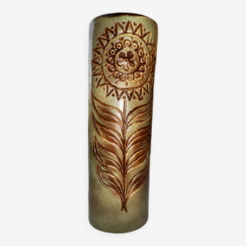 Grand vase tubulaire en céramique Jean Varoqueaux pour la poterie périgordine