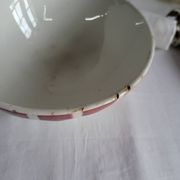 Old bowl in earthenware DIGOIN SARREGUEMINES with faceted burgundy.