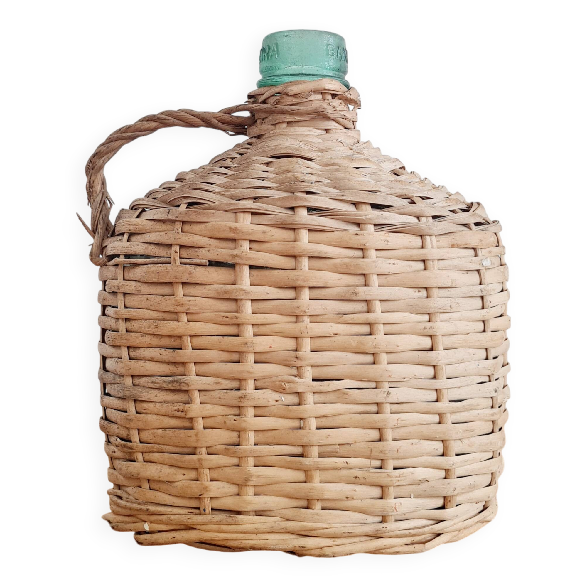Glass and rattan demijohn carboy