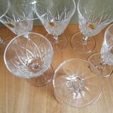 Set of 9 small glasses on foot Vmc Reims France vintage