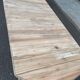 Renovated square extendable dining table in raw solid cherry wood, Louis XVI style.