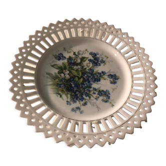 Assiette porcelaine de Saxe décor floral/porcelaine ajourée