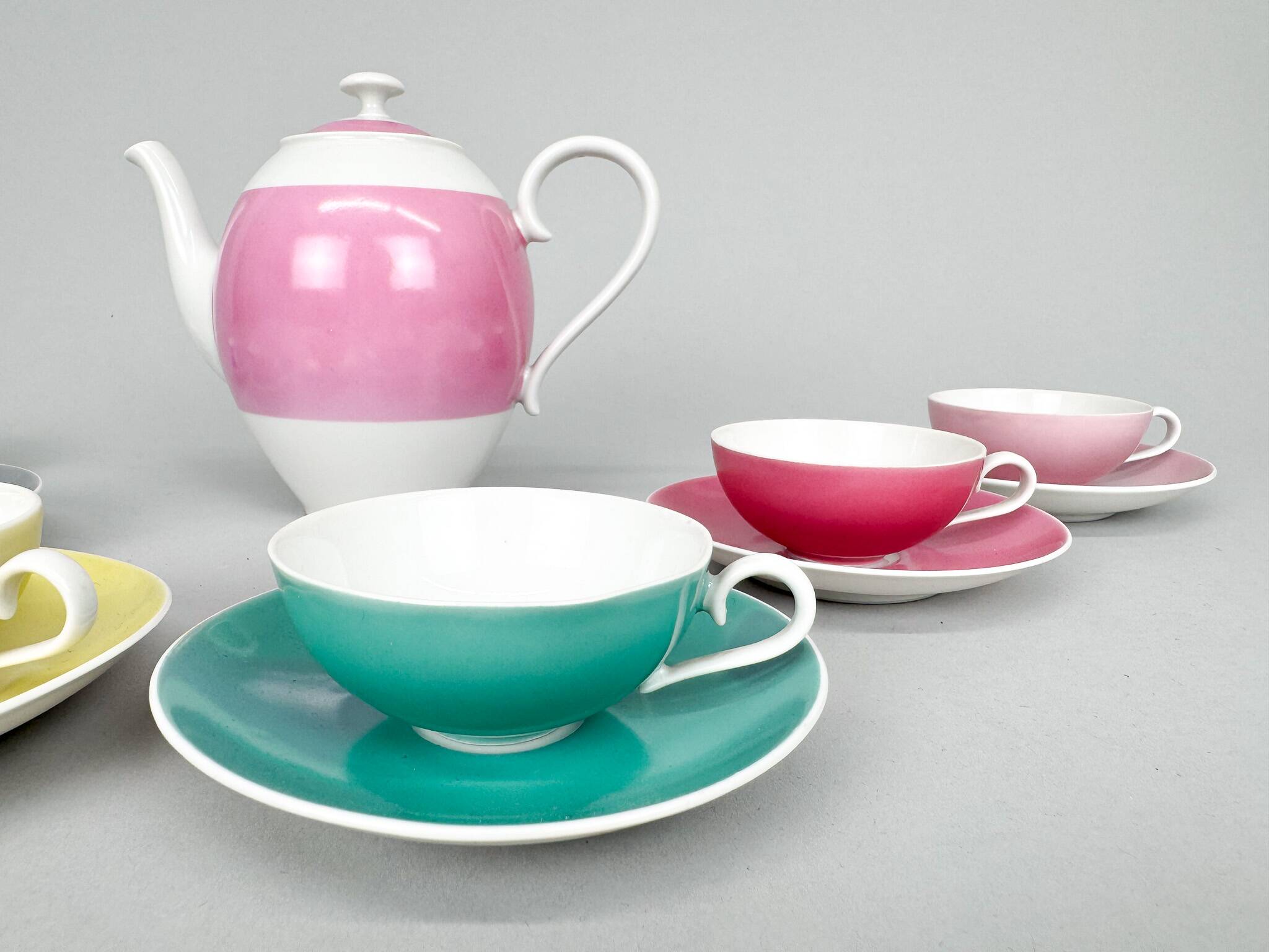 Service à café ou à thé en porcelaine moser, rare, tchécoslovaquie, années 1950, marqué