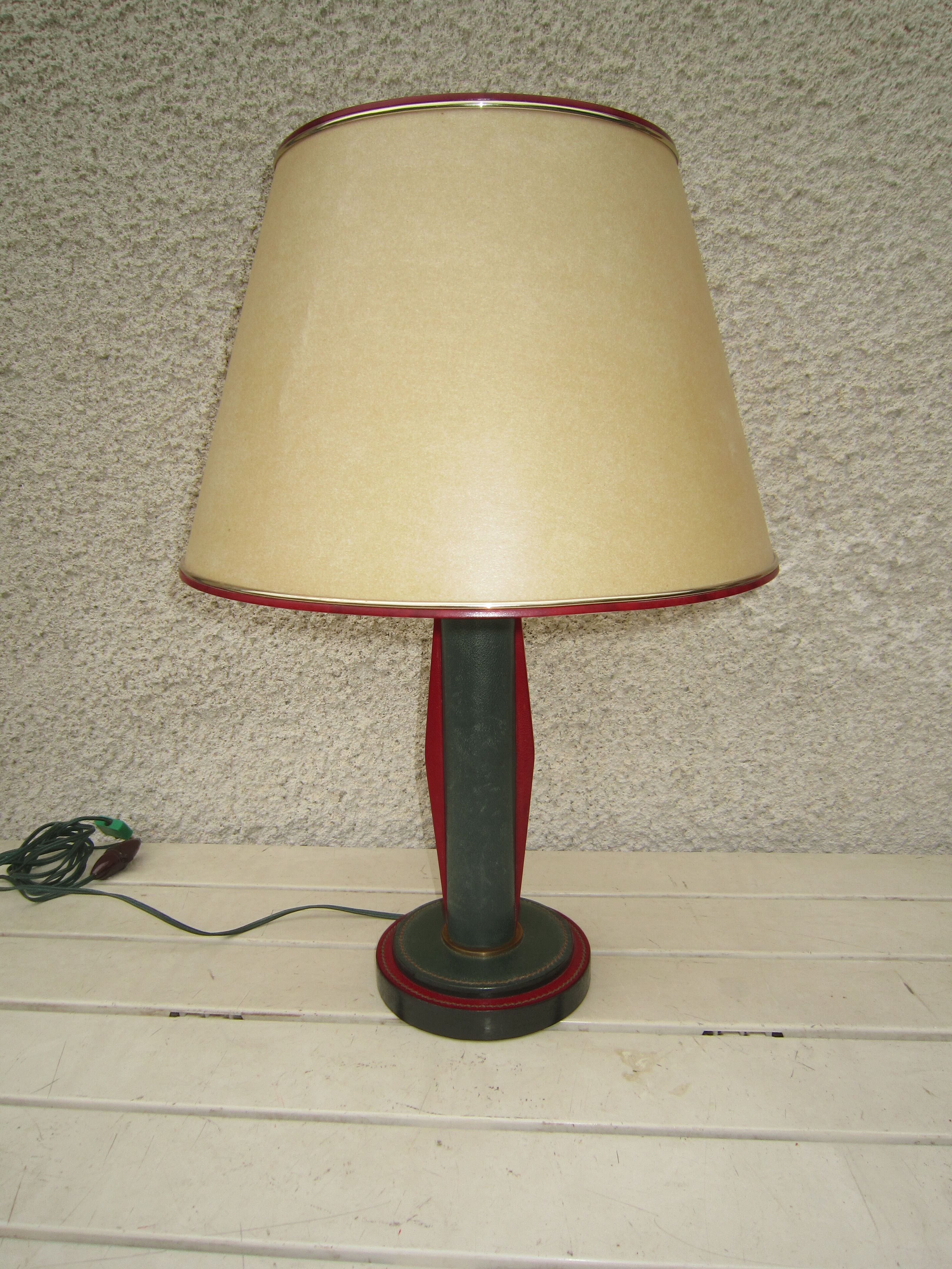 Leather lamp pique saddle brass 1950