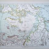 The Arctic region, period map, 1887, Authentic.