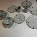 Breakfast Service D. Porthault Limoges Pink Hearts 10 Pcs