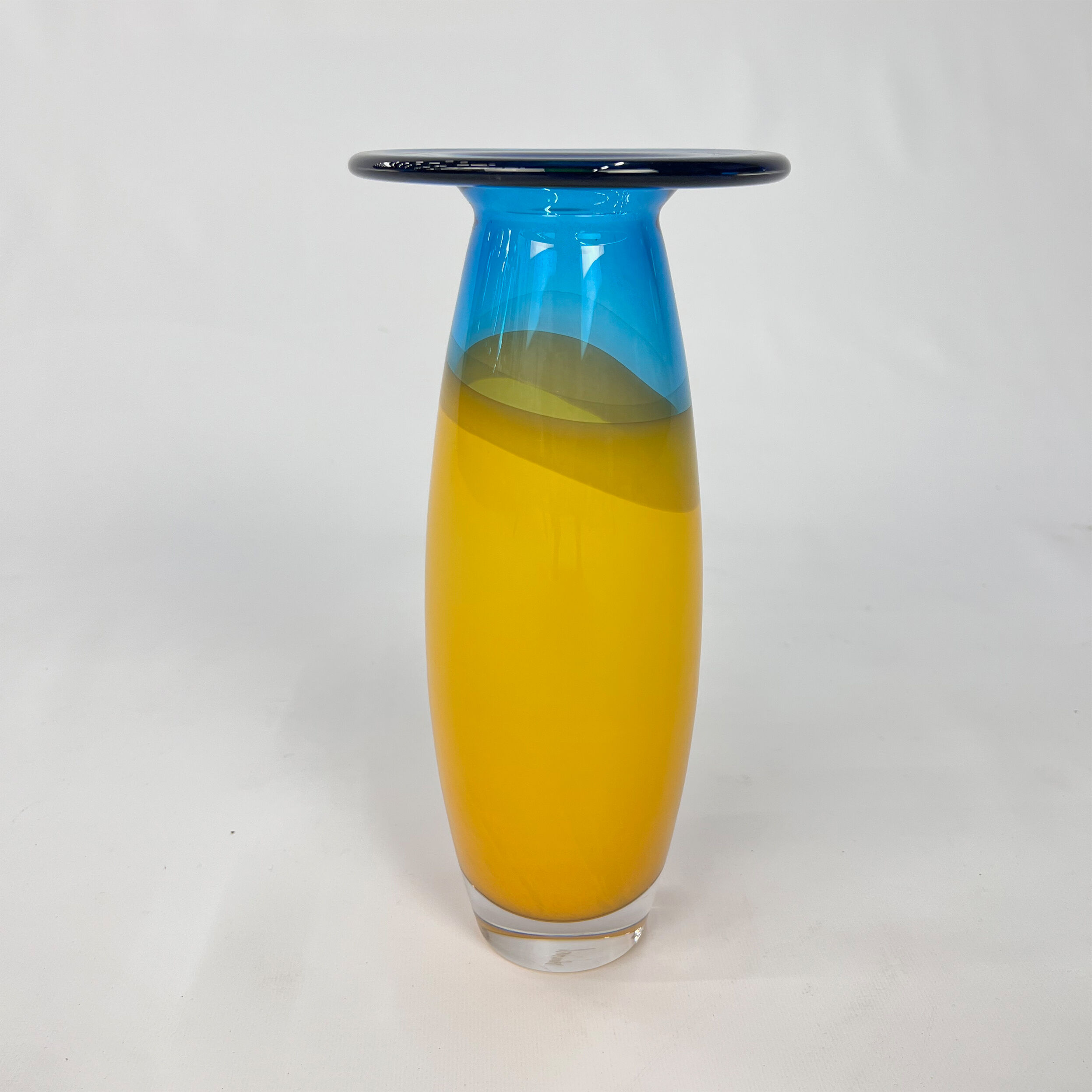 Blue and Yellow Vase by Siem van de Marel for Leerdam, 1980s