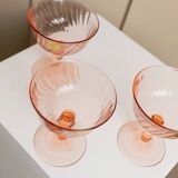 Set of 6 apricot Luminarc Rosaline coupe martini glasses in glass – vintage 1970s France with packaging