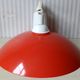 Italian pendant lamp rises & falls in red & orange lacquered metal, circa 1970