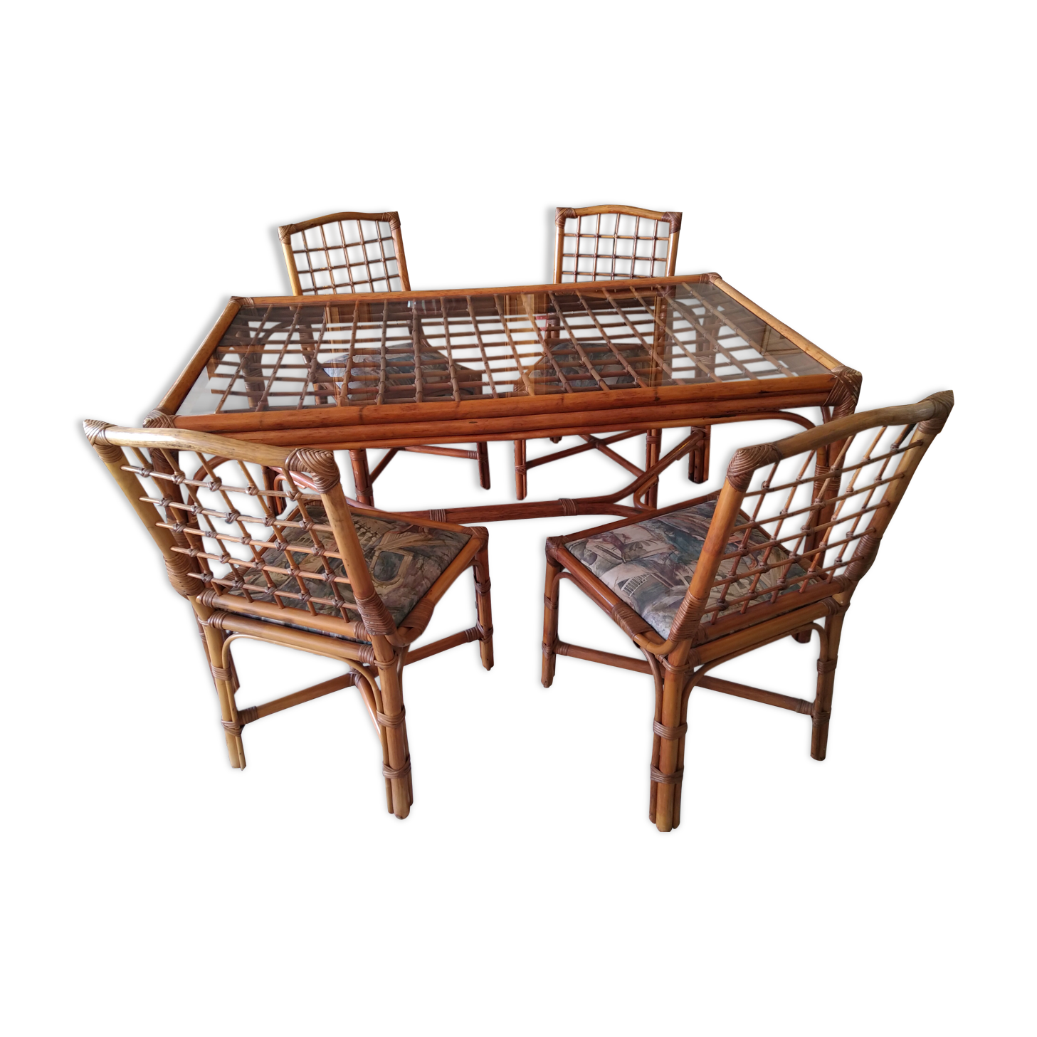 Rattan table and chairs 1960