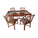Rattan table and chairs 1960