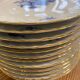 Set of 12 dessert plates blue flowers porcelain Aquitaine