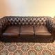 Brown leather 3-seater Chesterfield sofa