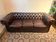Brown leather 3-seater Chesterfield sofa
