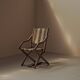 Foldable chair in solid wood and striped fabric, circa 1900.
