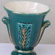 Amphora green enameled ceramic vase