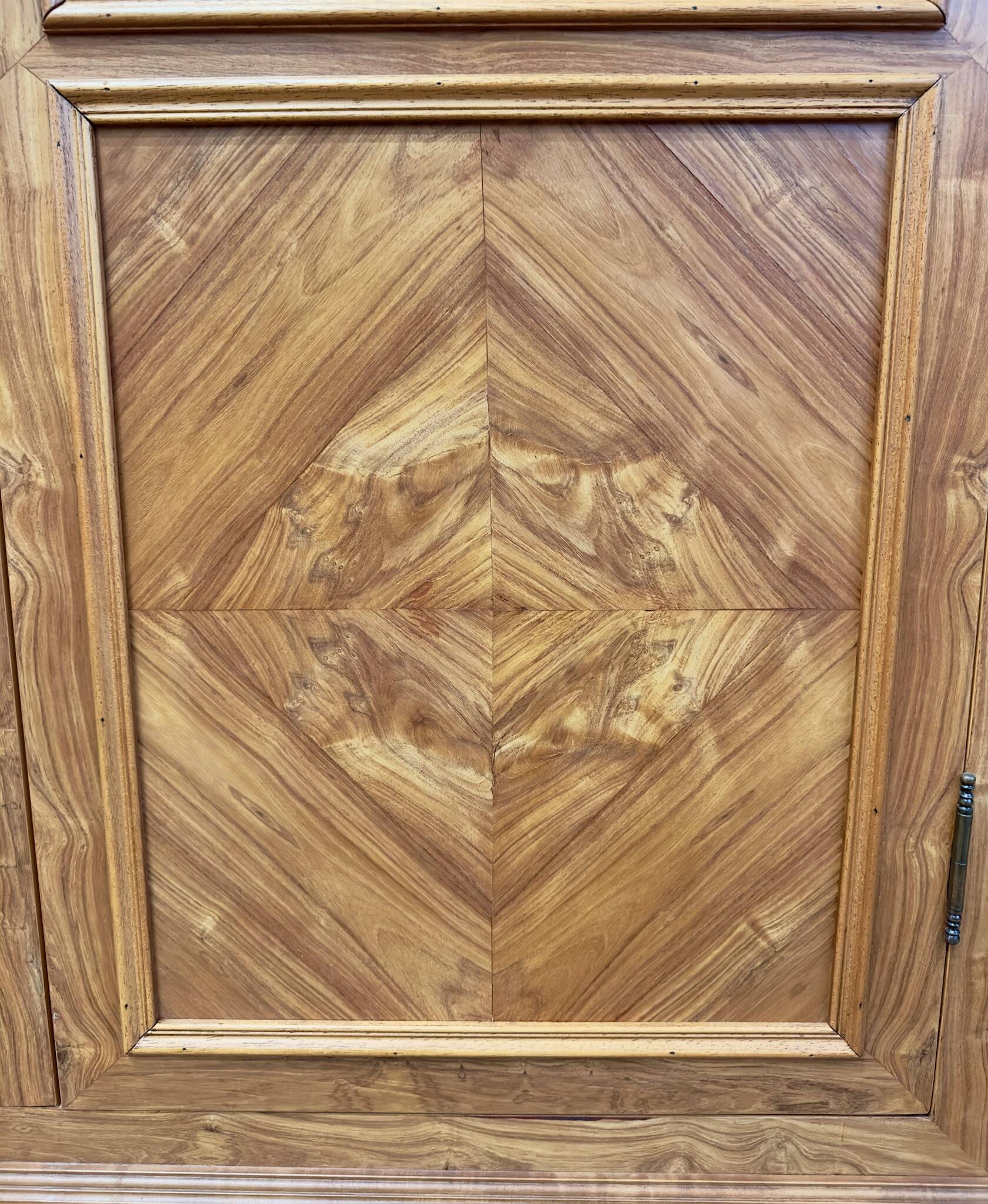 Antique marquetry wooden display cabinet