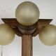 Midcentury brutalist oak floor lamp with 4 spheres, 1970s  by Temde Leuchten