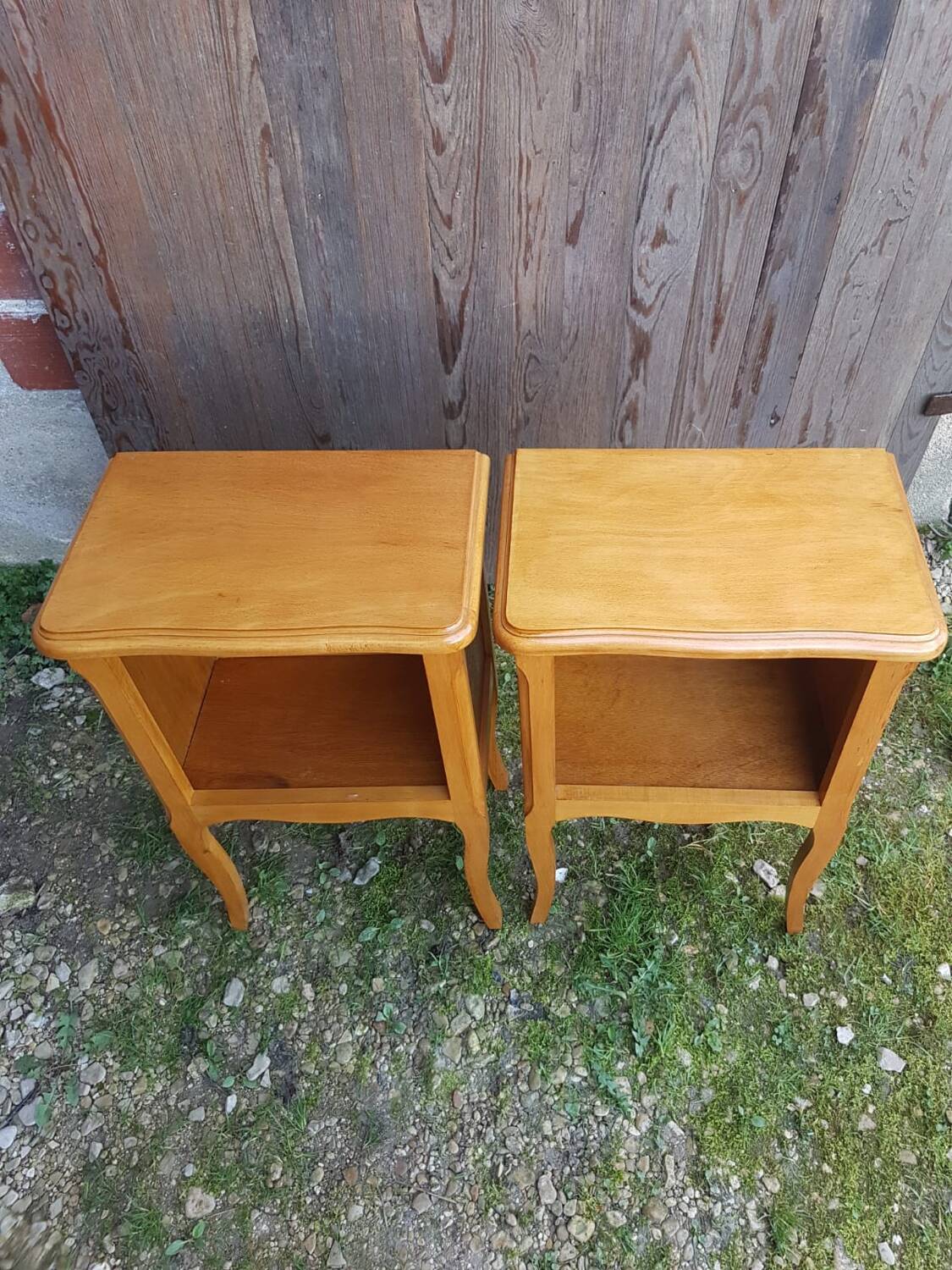 Pair of bedside nightstands with vintage wooden case