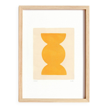 Peinture abstraite jaune signé eawy