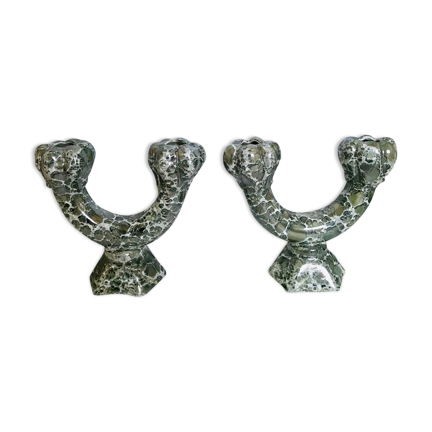 Pair of Val d'or ceramic candle holders