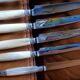 Box of 12 table knives goldsmith Apple handle horn and silver metal