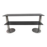 Mid-century Modern Italian Chromed Steel and Smoked Glass Console, 1970s