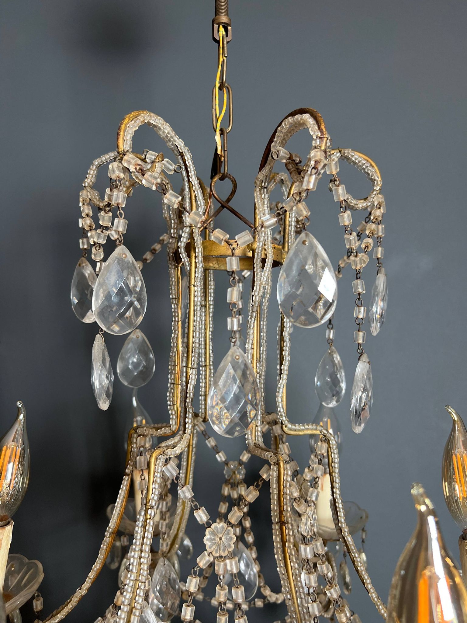 Italian pearl and crystal chandelier